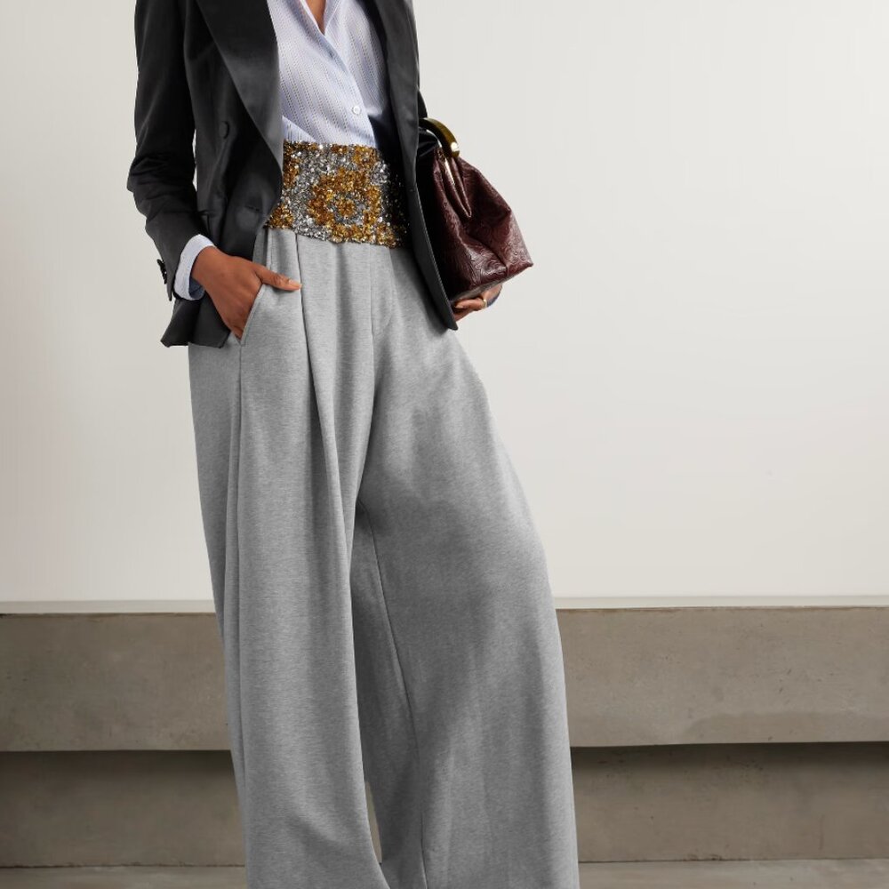 Dries Van Noten Pleated wide-leg track pants Size Small